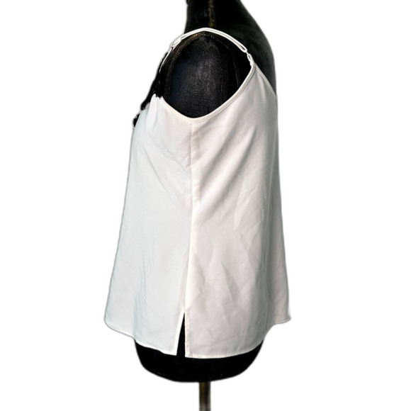 Ann Taylor Factory White Camisole – Size Small Black Lace Trim Sleeveless Top - Picture 2 of 6